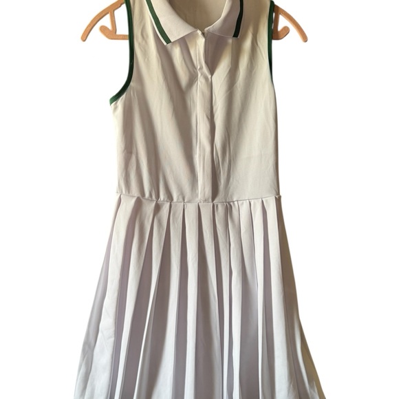 White Tennis Dress with Green Trim - Picture 2 of 7